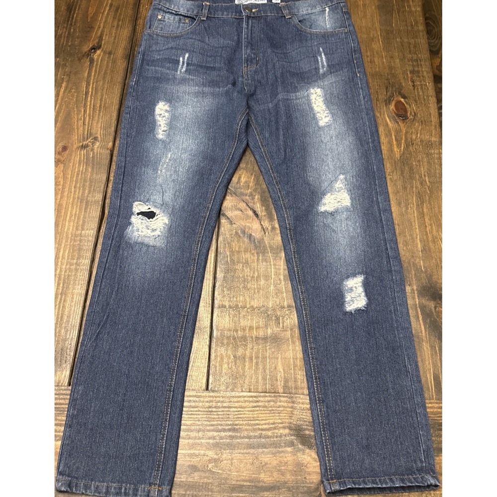 Men's Old‎ Skool Distressed Denim Jeans, 38x31, Ripped, Faded